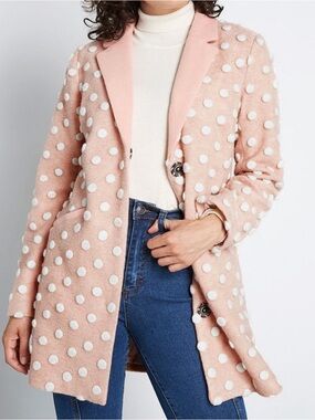 NWOT Modcloth Salient Style Polka Dot Wool
Blend Coat 2X